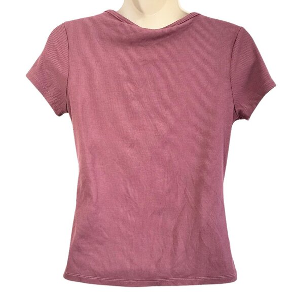 OAK & TRELLIS Wild Ginger Short Sleeve Ribbed Scoop Neck Top - NWT Women's S - Picture 2 of 5